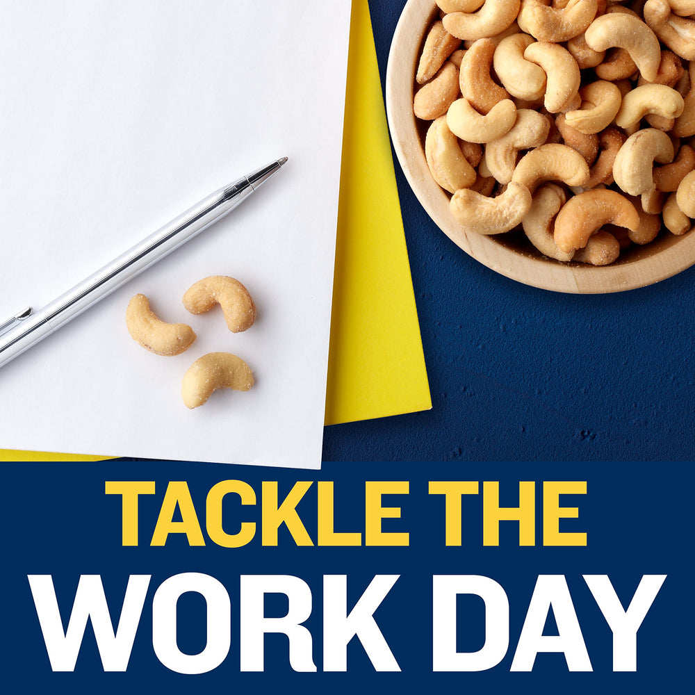 Planters Deluxe cashews convenient for on-the-go snacking.