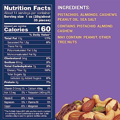 Planters Deluxe Pistachio Mix featuring pistachios for a crunchy, plant-based snack.