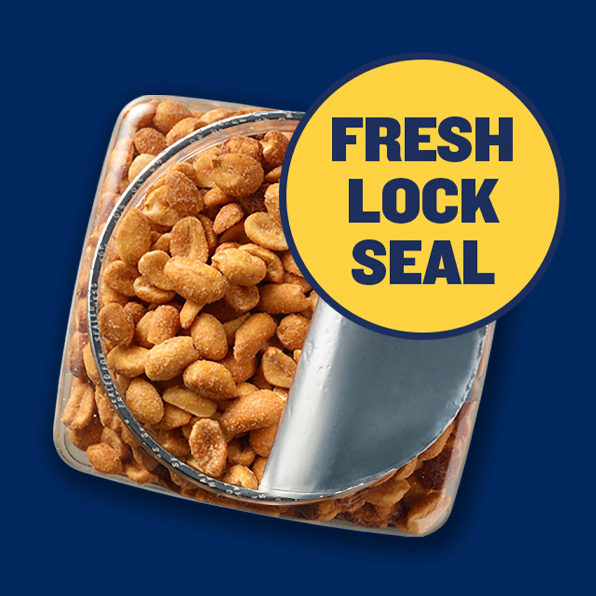 Planters dry roasted peanuts packaging case, bulk kosher snack.