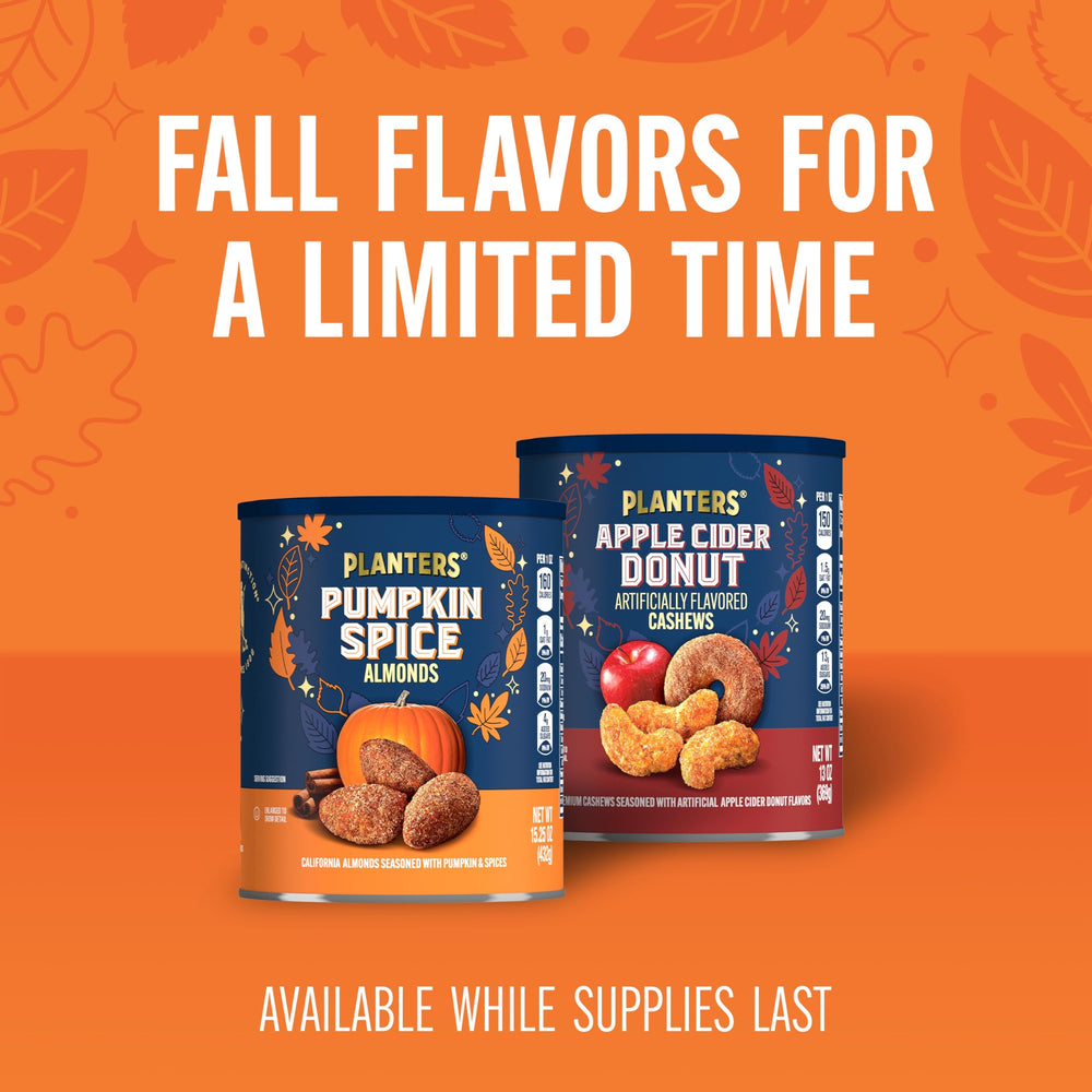 Planters Pumpkin Spice Almonds crunchy texture detail for fresh munching.
