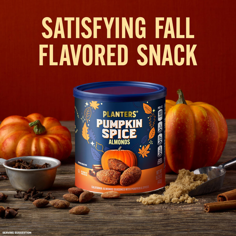 Planters Pumpkin Spice Almonds winter-night snack option with coffee pairing.