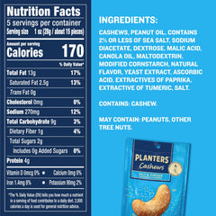 Planters Salt & Vinegar cashews close-up highlights seasoned crunch and savory aroma.