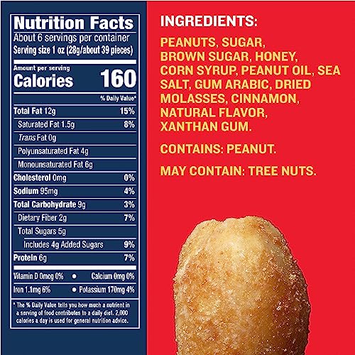 PLANTERS Salted Caramel Peanuts close-up shows crunchy nuts and caramel flavor