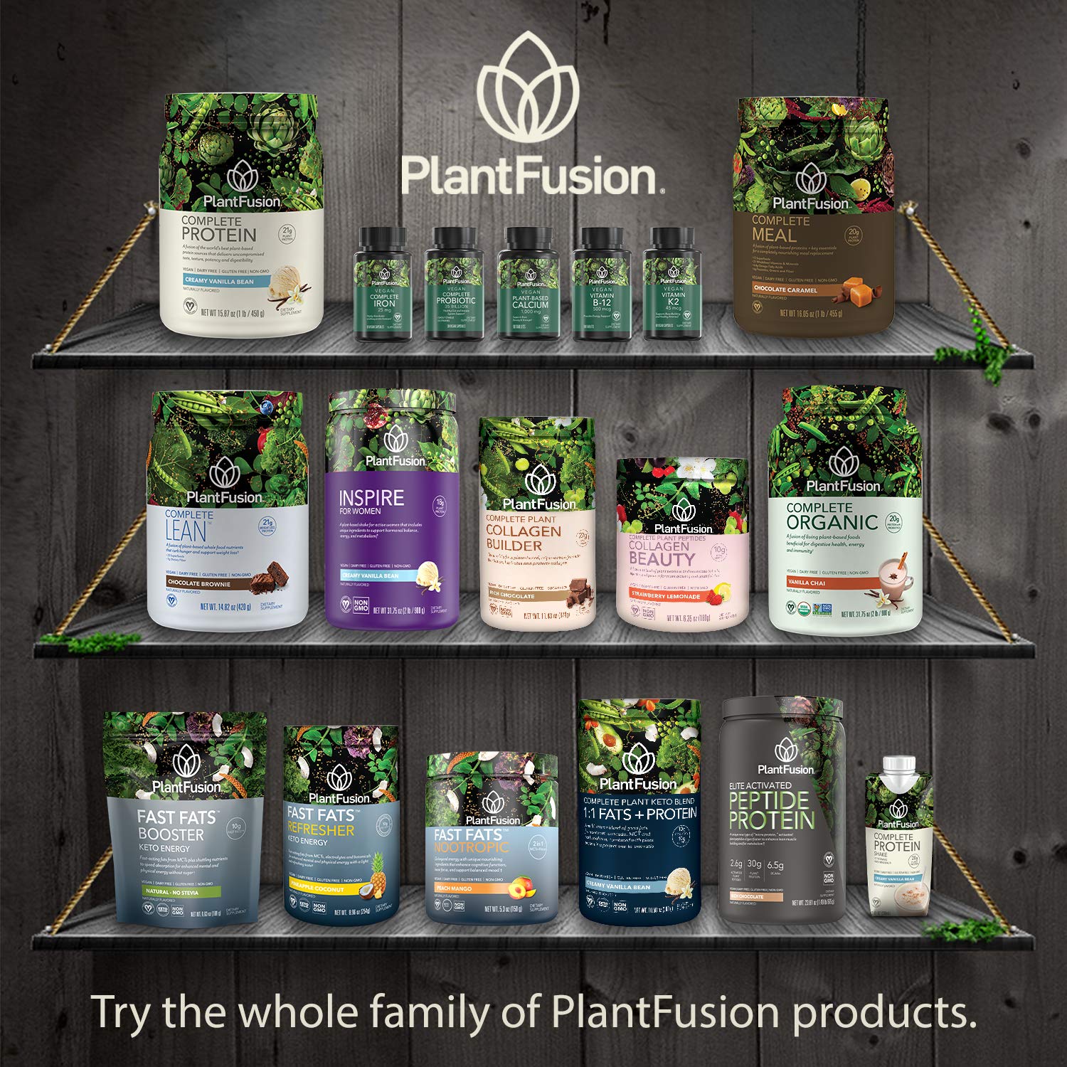 PlantFusion packaging detail shows dairy-free and soy-free certifications at a glance