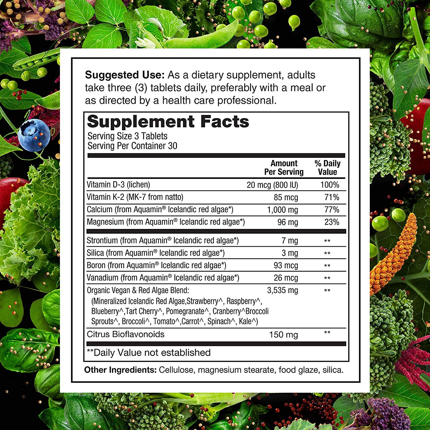 Third-party testing seal on PlantFusion calcium supplement packaging