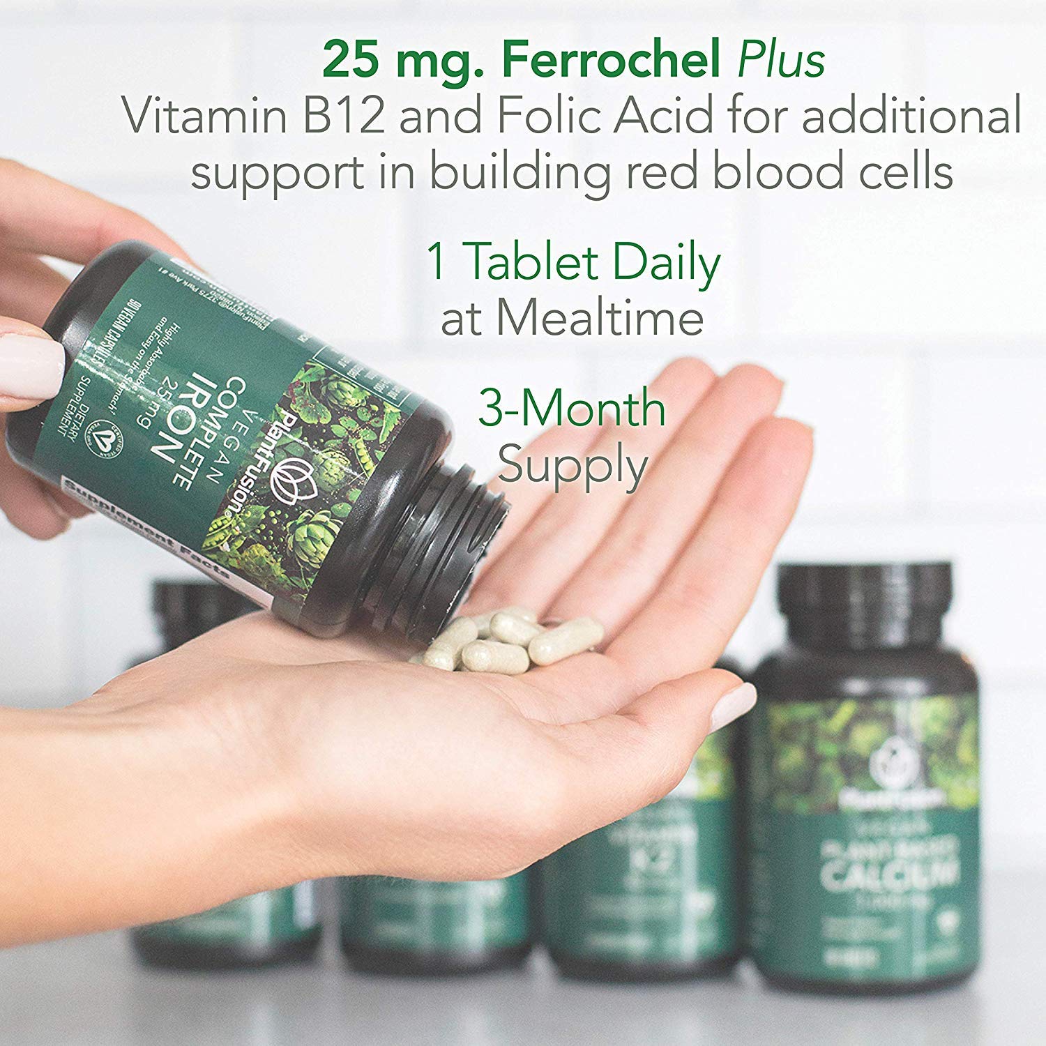 PlantFusion vegan iron bottle on desk ready for daily supplement ritual