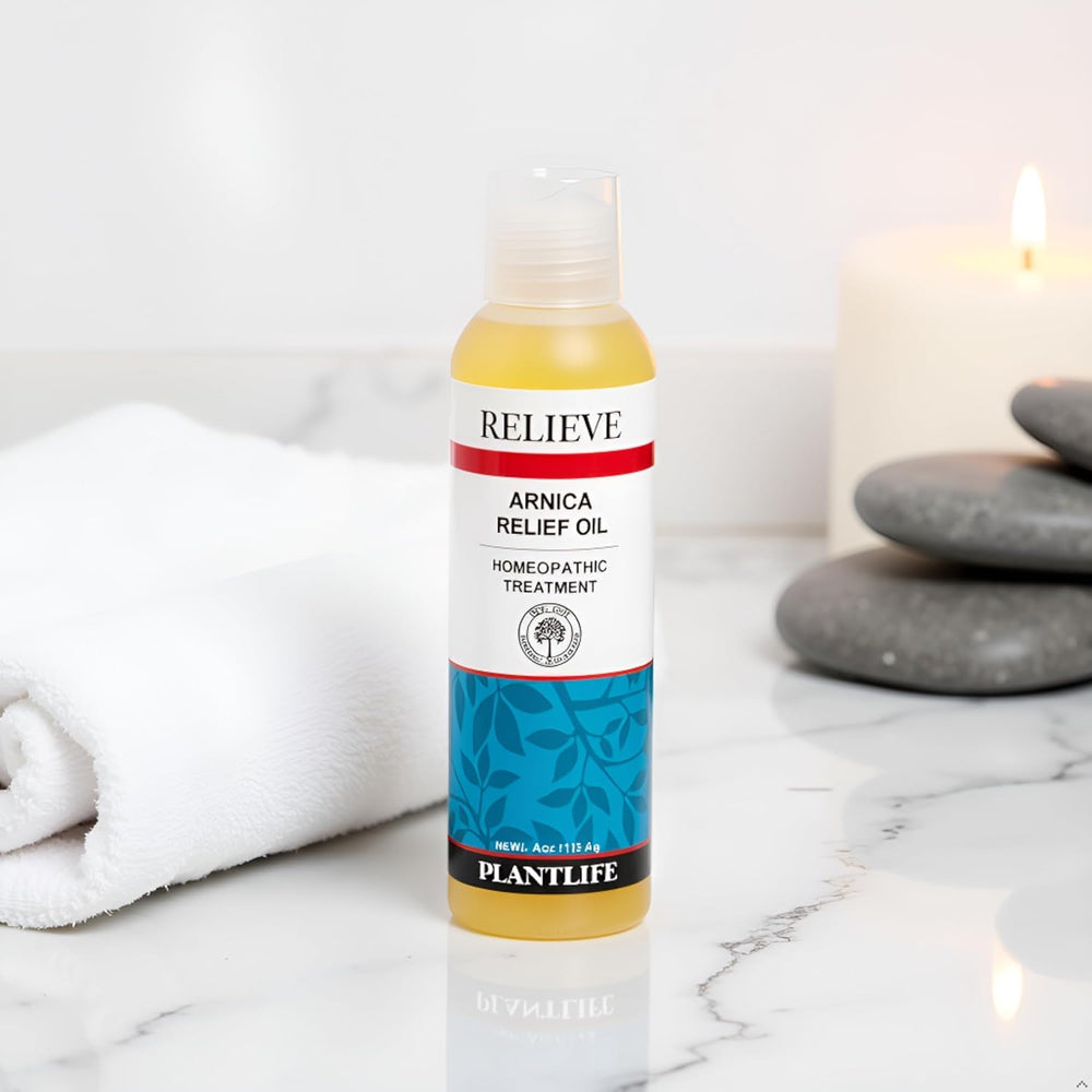Applying Arnica Relieve Oil with a gentle massage on the skin.