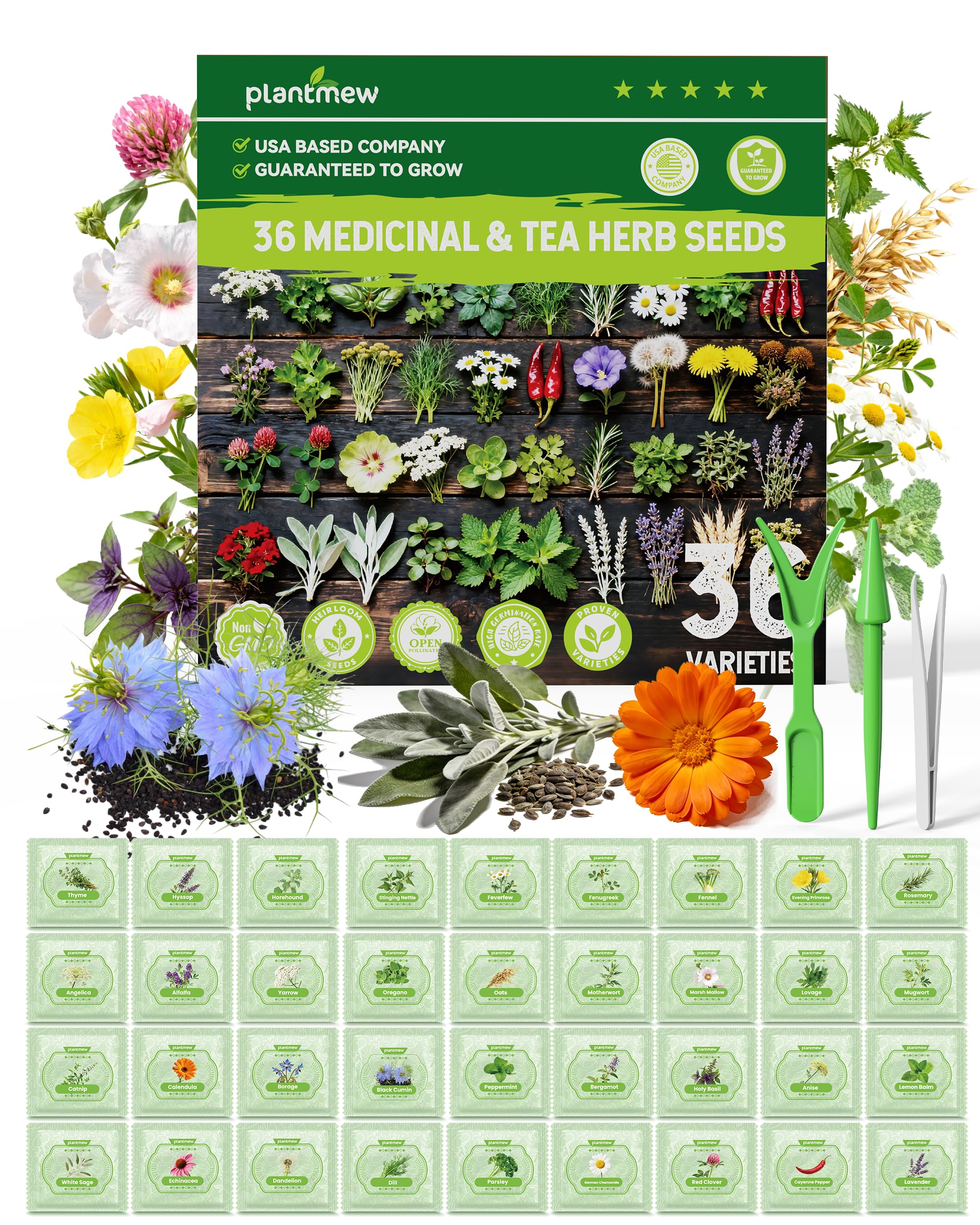 PLANTMEW herbal tea garden gift set ideal for homesteaders.