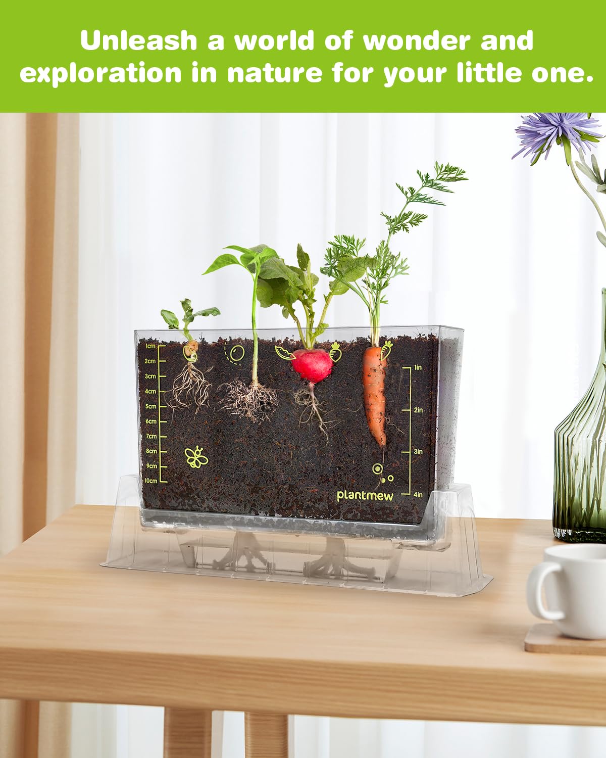 PlantMeW Root Viewer features edible harvest options with radish and chili