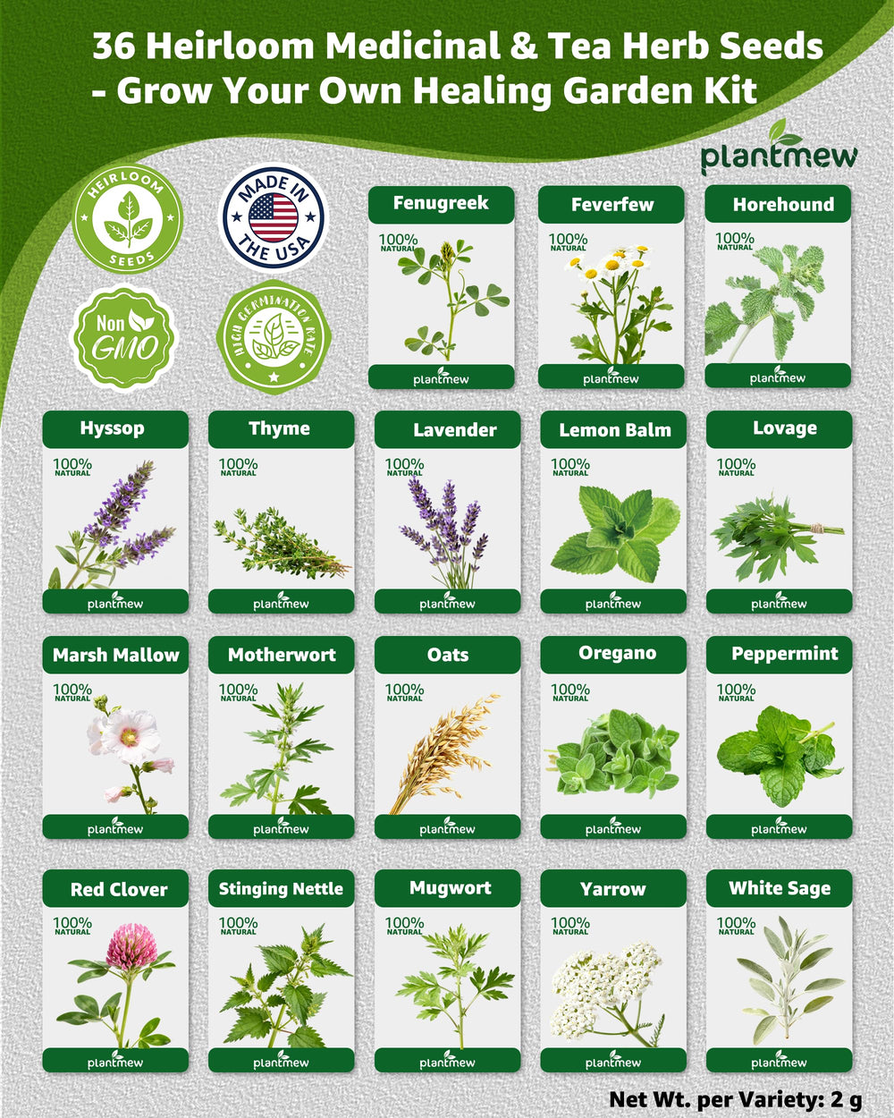 PLANTMEW yarrow seeds for colorful herb garden and teas.
