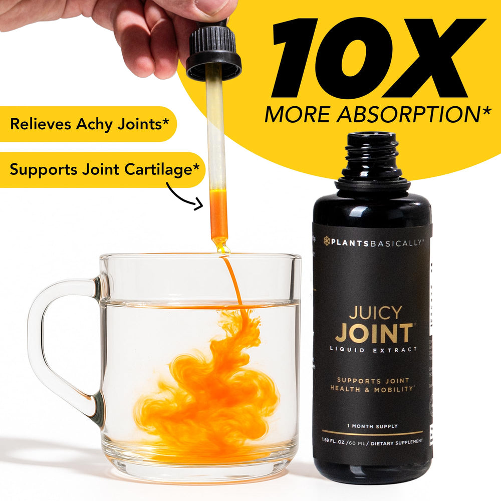 Plants Basically Juicy Joint bottle label highlights key botanicals for natural support