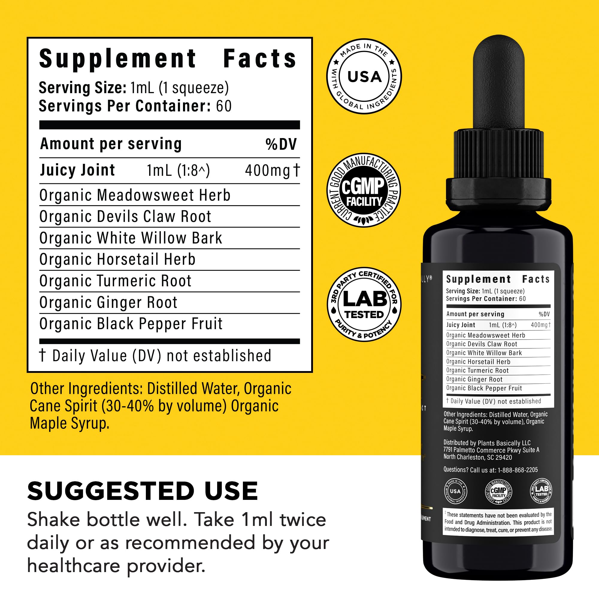 Plants Basically Juicy Joint daily drops ready for on-the-go support