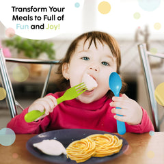 PLASKIDY BPA-free plastic toddler utensils minimize exposure during meals.