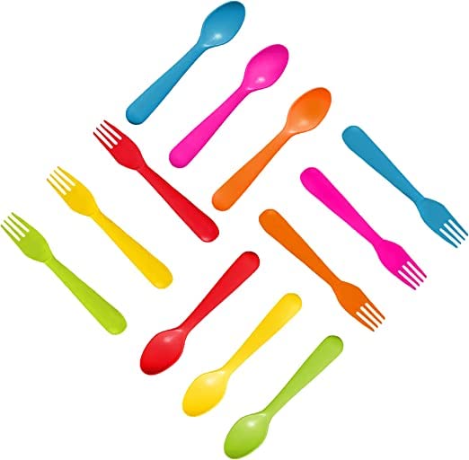 PLASKIDY bright utensils fit lunch boxes, easy to pack for on the go.