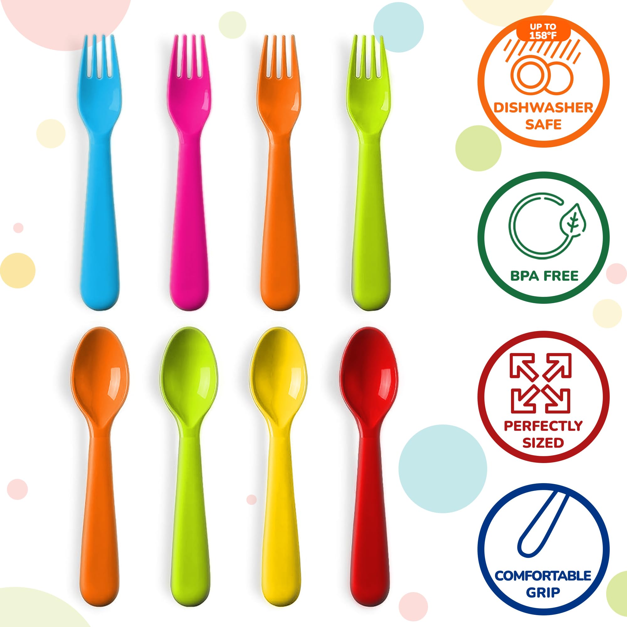 PLASKIDY toddler forks in vivid hues, sturdy and safe for little eaters.