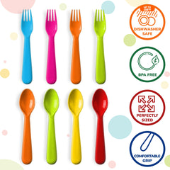 PLASKIDY toddler forks in vivid hues, sturdy and safe for little eaters.