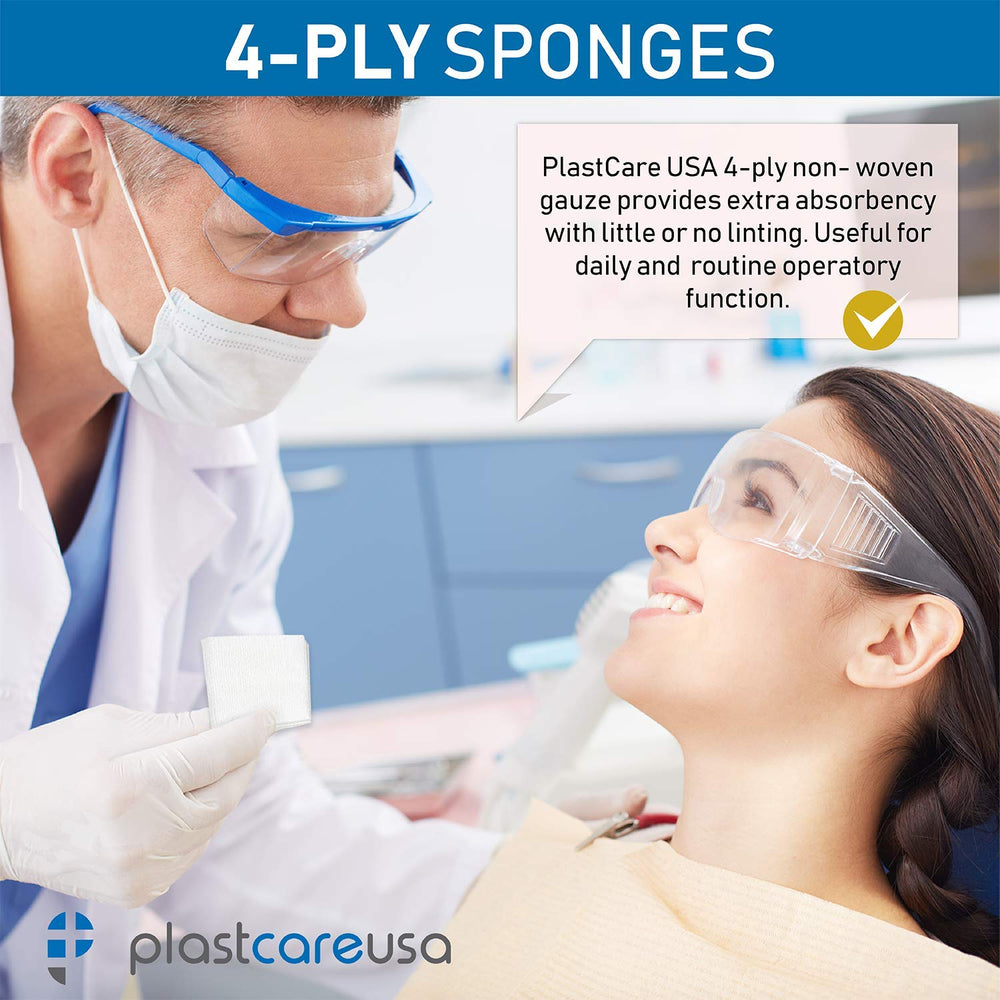 PlastCare USA extra-soft gauze pad designed for patient comfort.