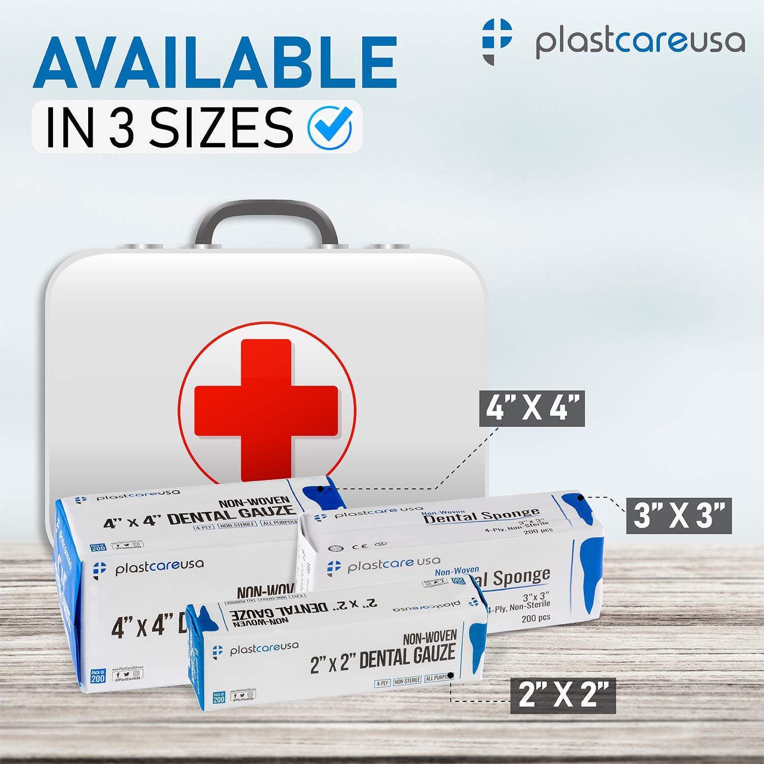PlastCare USA non-sterile gauze squares suitable for esthetic prep.