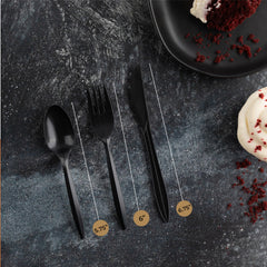 PLASTICPRO black forks sturdy for main courses at gatherings.