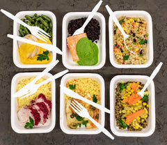 Plasticpro takeout-friendly white forks ideal for restaurants