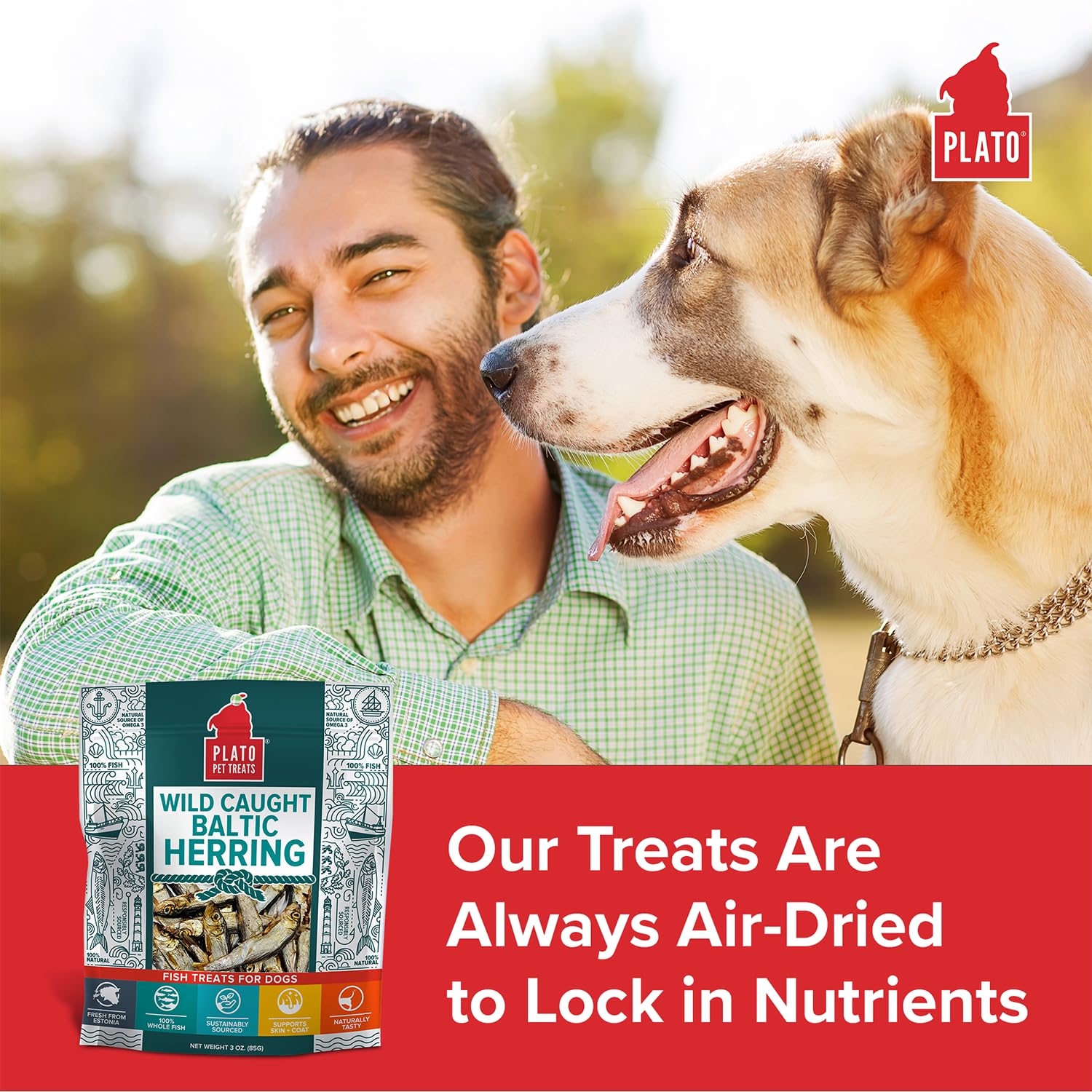 PLATO Fish Treats air-dried process preserves nutrients for canine snacks