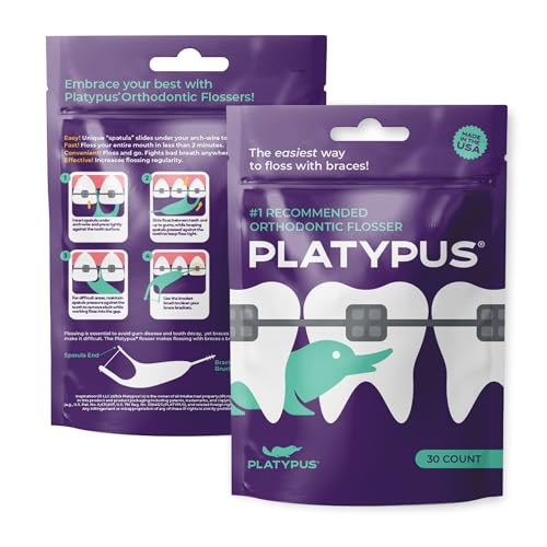 Platypus flossers between brackets for quick debris removal.