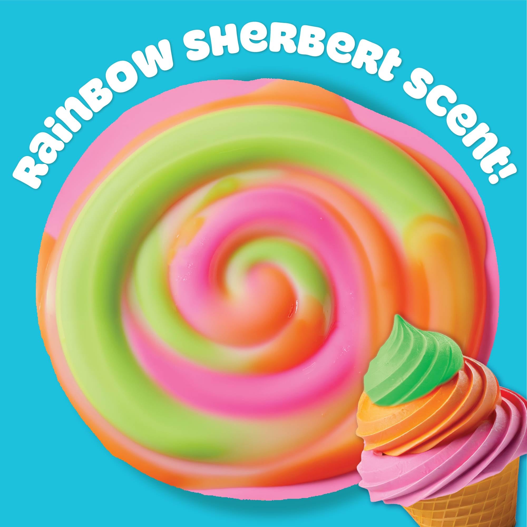 Play-Doh Scented Butter Slime green closeup highlights sherbert scent.