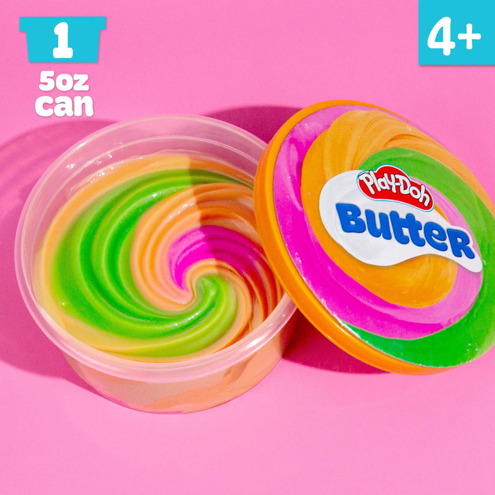Play-Doh Scented Butter Slime orange closeup shows vibrant color swirl for mixing ideas.
