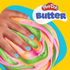 Play-Doh Scented Butter Slime pink closeup showing ultra-smooth texture for stretching.