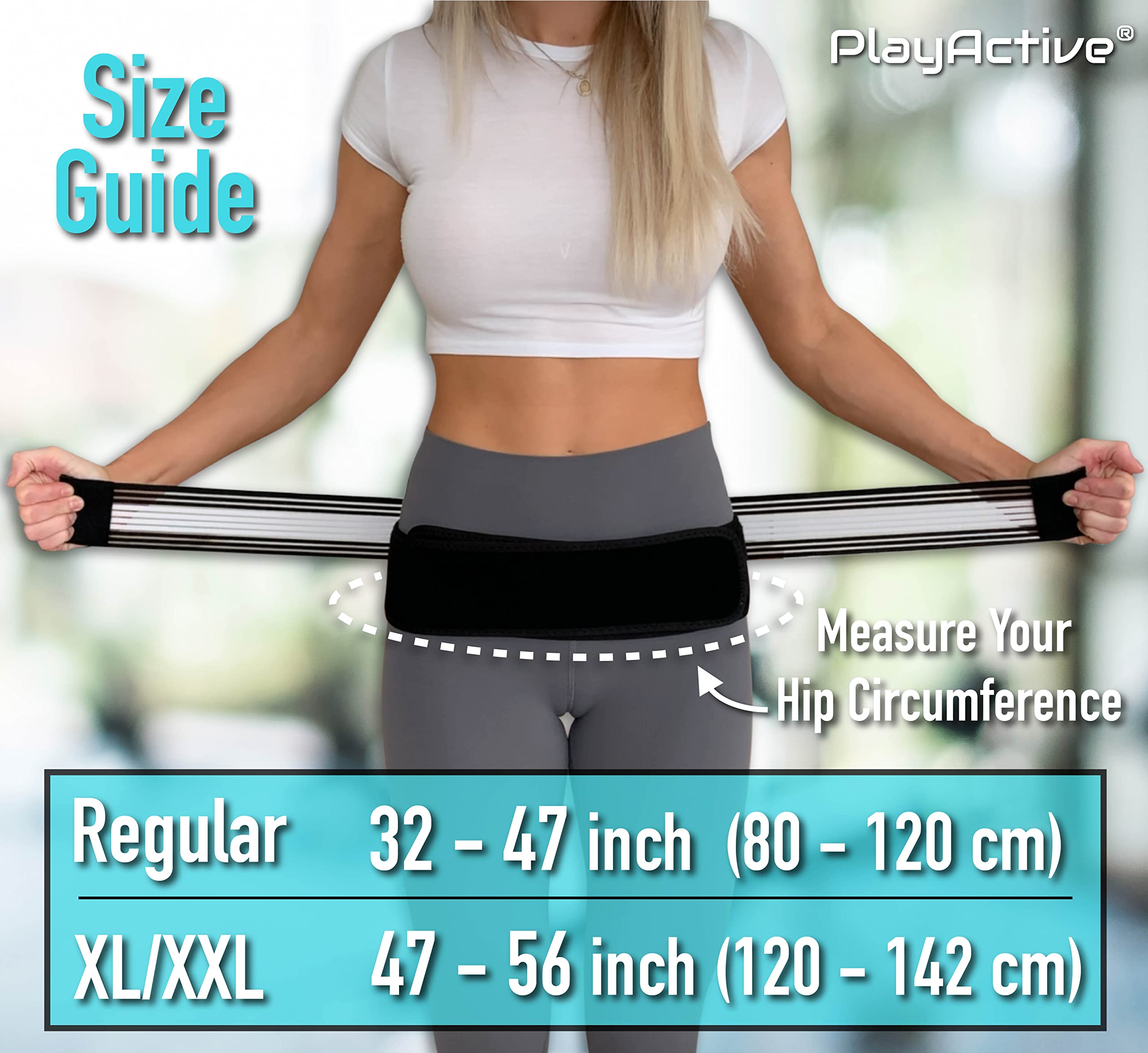 PlayActive Sacroiliac Belt side profile highlights slim anti slip fit for stability