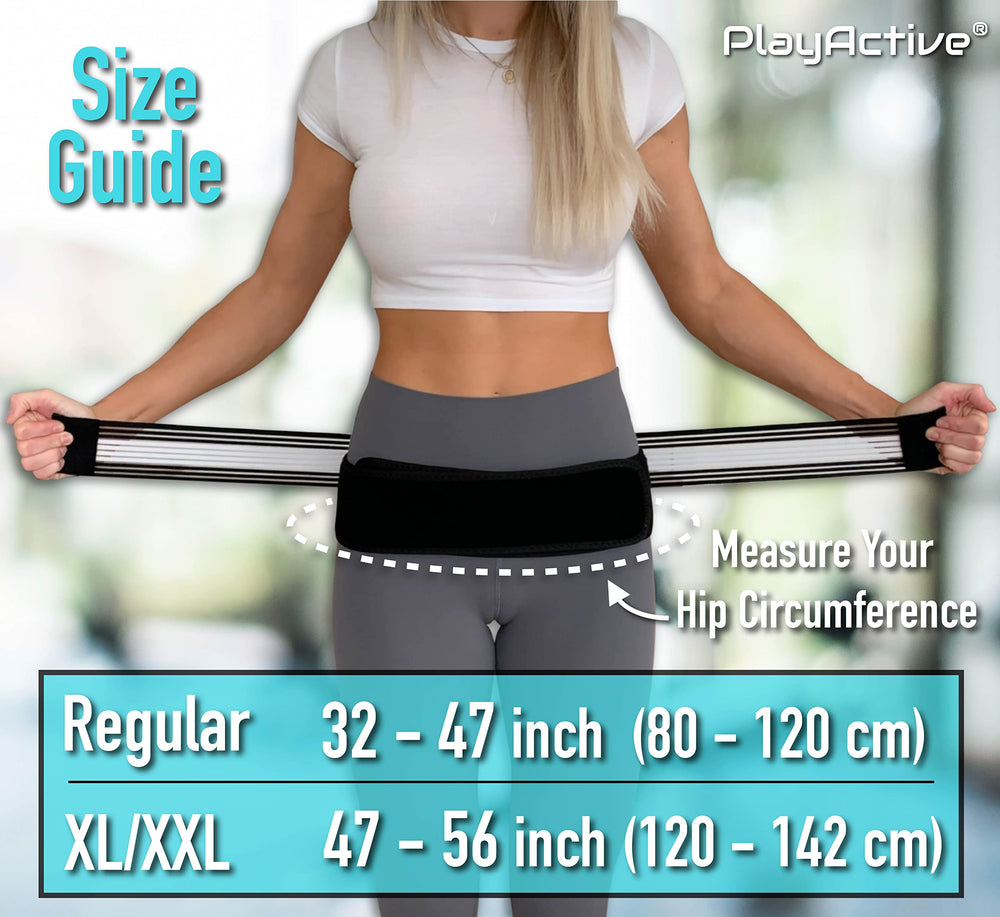 PlayActive Sacroiliac Belt side profile highlights slim anti slip fit for stability