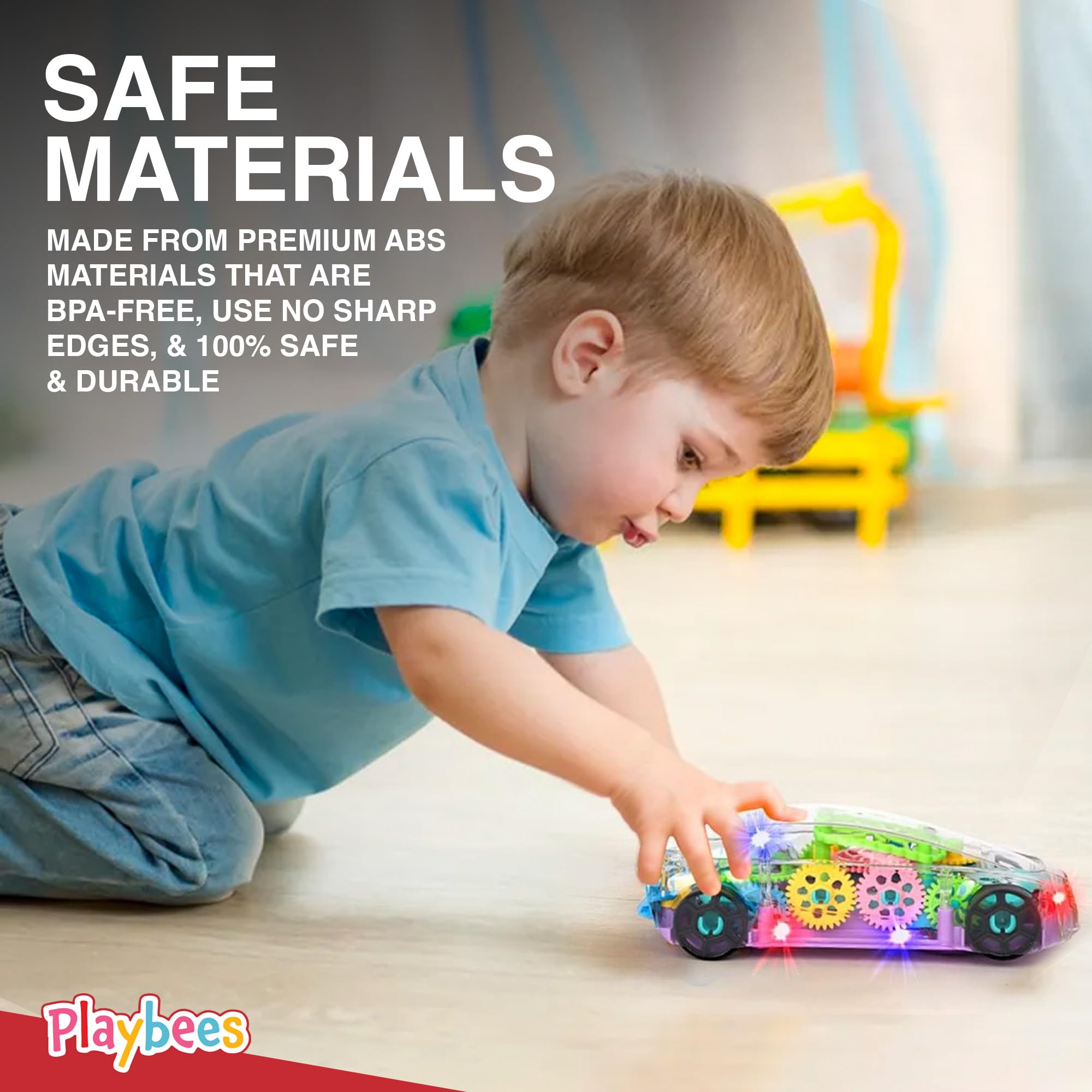Playbees entertainment value meets practical play for car-themed learning sessions.