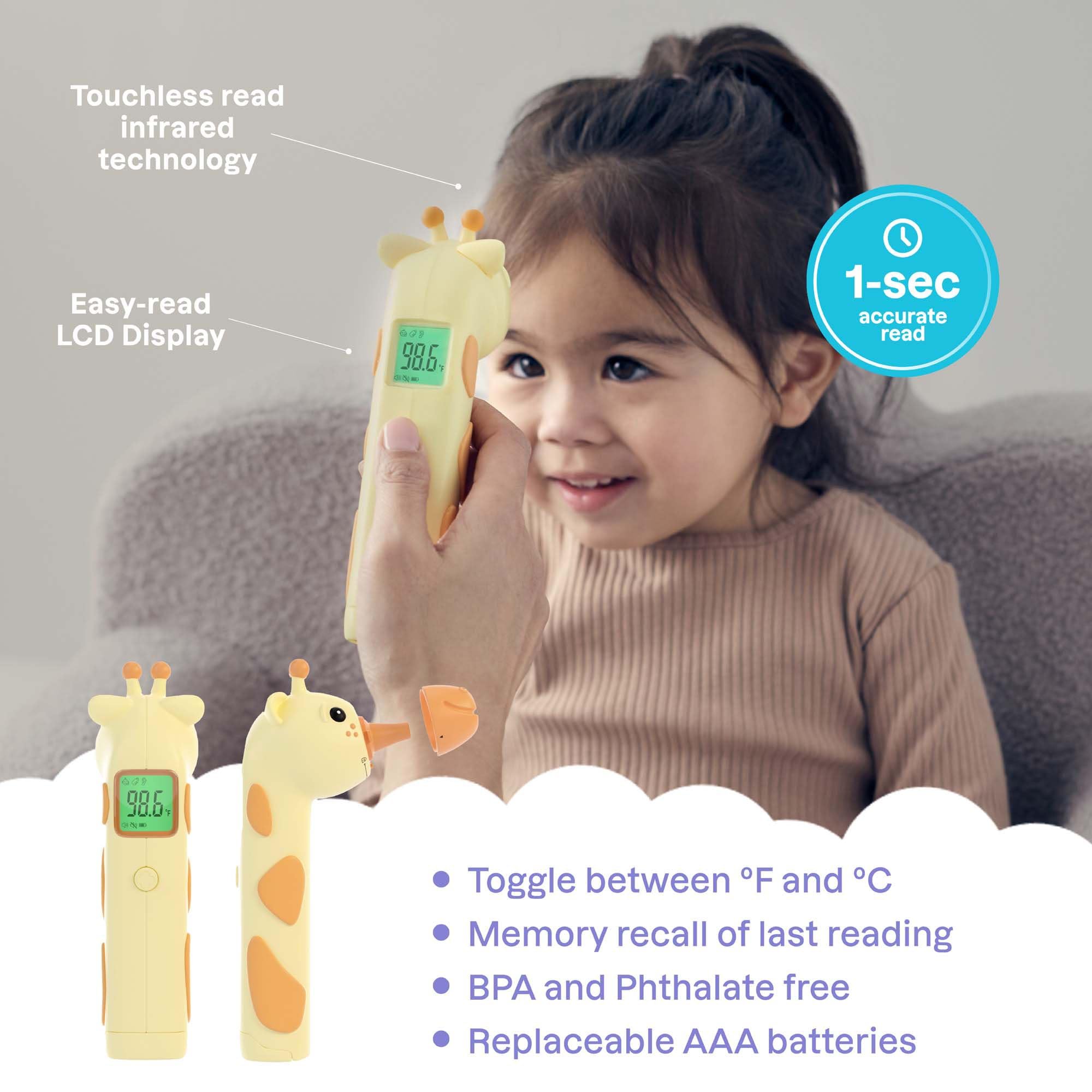 Playhouse MD Fever Buddy giraffe packaging adds friendly reassurance during sick days.