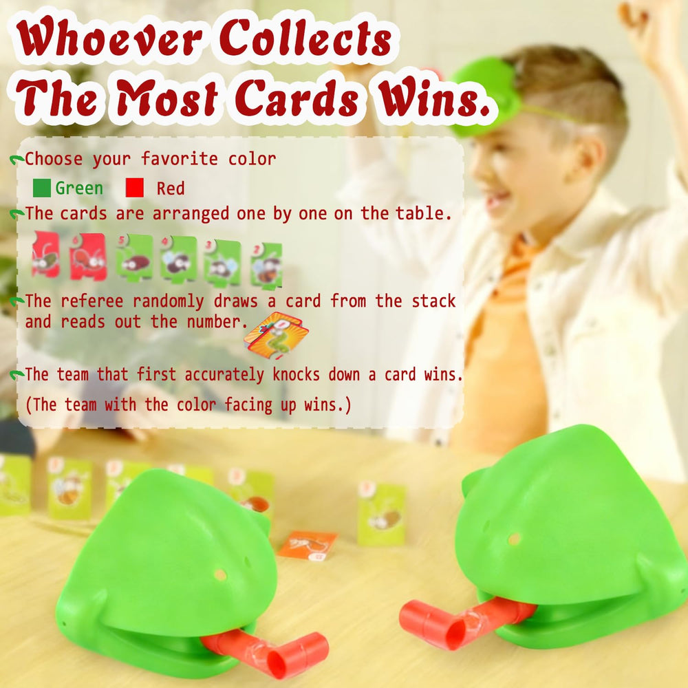 Frog Mask with Blow Tongue play area shows kids and adults smiling.