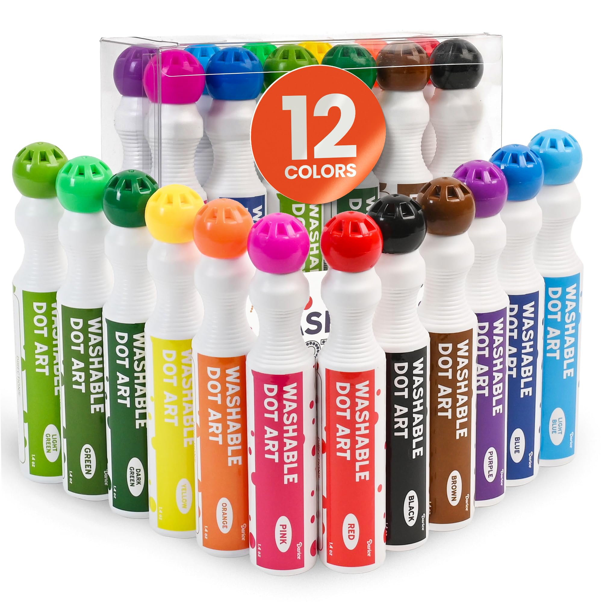 Playkidiz Darice dot markers 12 colors pack for vibrant toddler art projects.