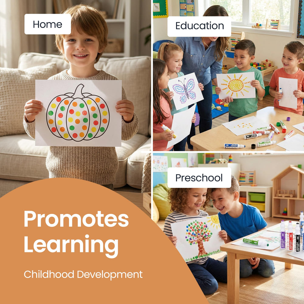 Playkidiz Darice dot markers cap design minimizes spills and chaos.
