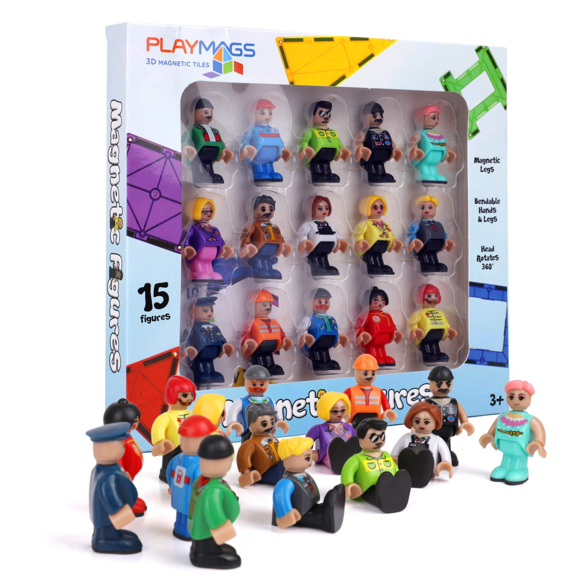 Playmags community set 15 figures for imaginative magnetic play and building activities.