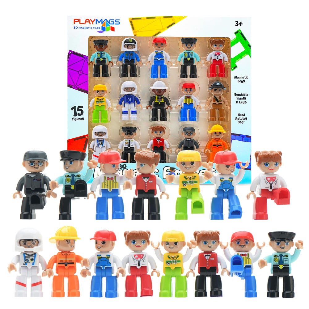 Playmags large figures 15 pieces: durable magnetic figures for creative play and STEM exploration.