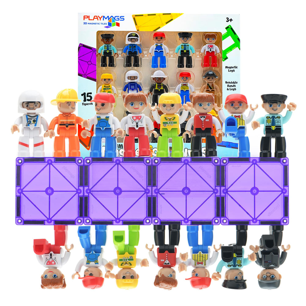 Playmags 3-inch figures: sturdy magnetic playpeople for classroom or home use.