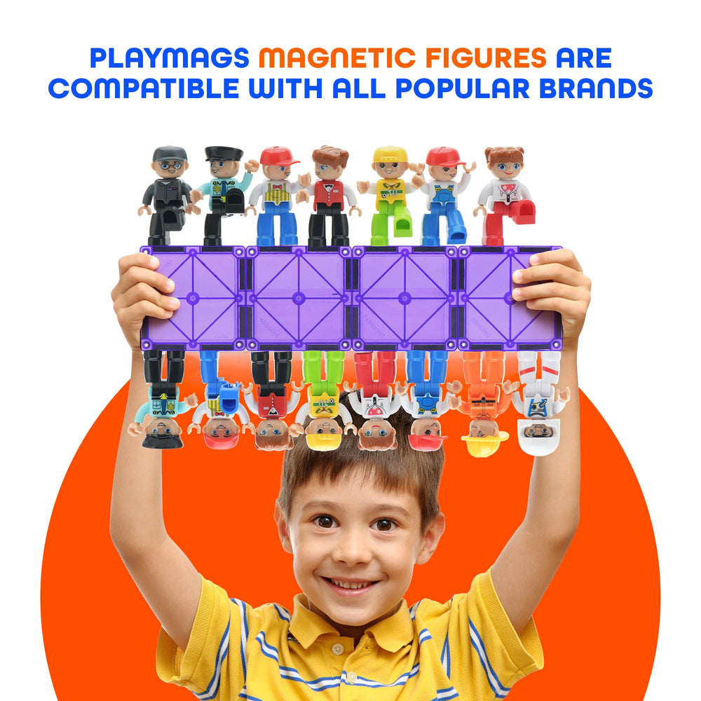 Playmags magnetic figures: arms, legs, and head rotate for dynamic storytelling and pose options.