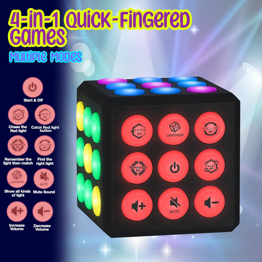 PlayRoute electronic brain cube close-up on buttons for memory challenges.