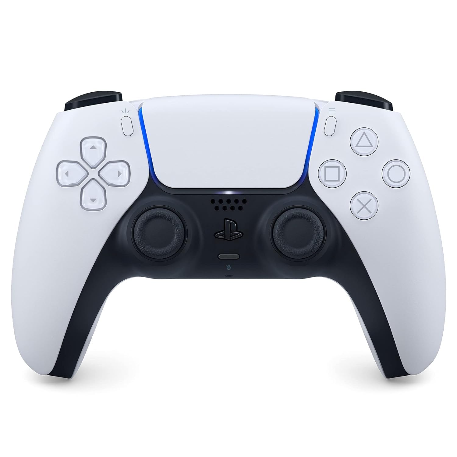 PlayStation 5 DualSense White front view with ergonomic grip and clean finish.