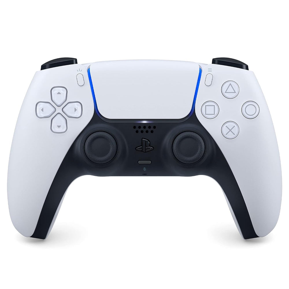 PlayStation 5 DualSense White front view with ergonomic grip and clean finish.