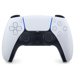 PlayStation 5 DualSense White front view with ergonomic grip and clean finish.