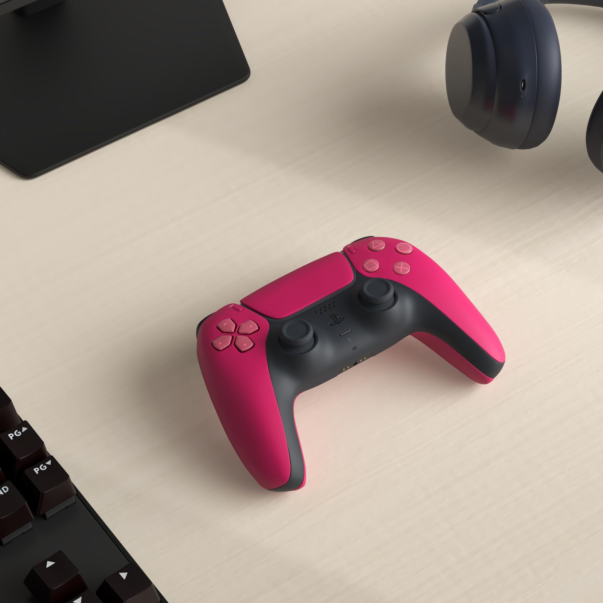 PlayStation DualSense Cosmic Red control area close-up with create button