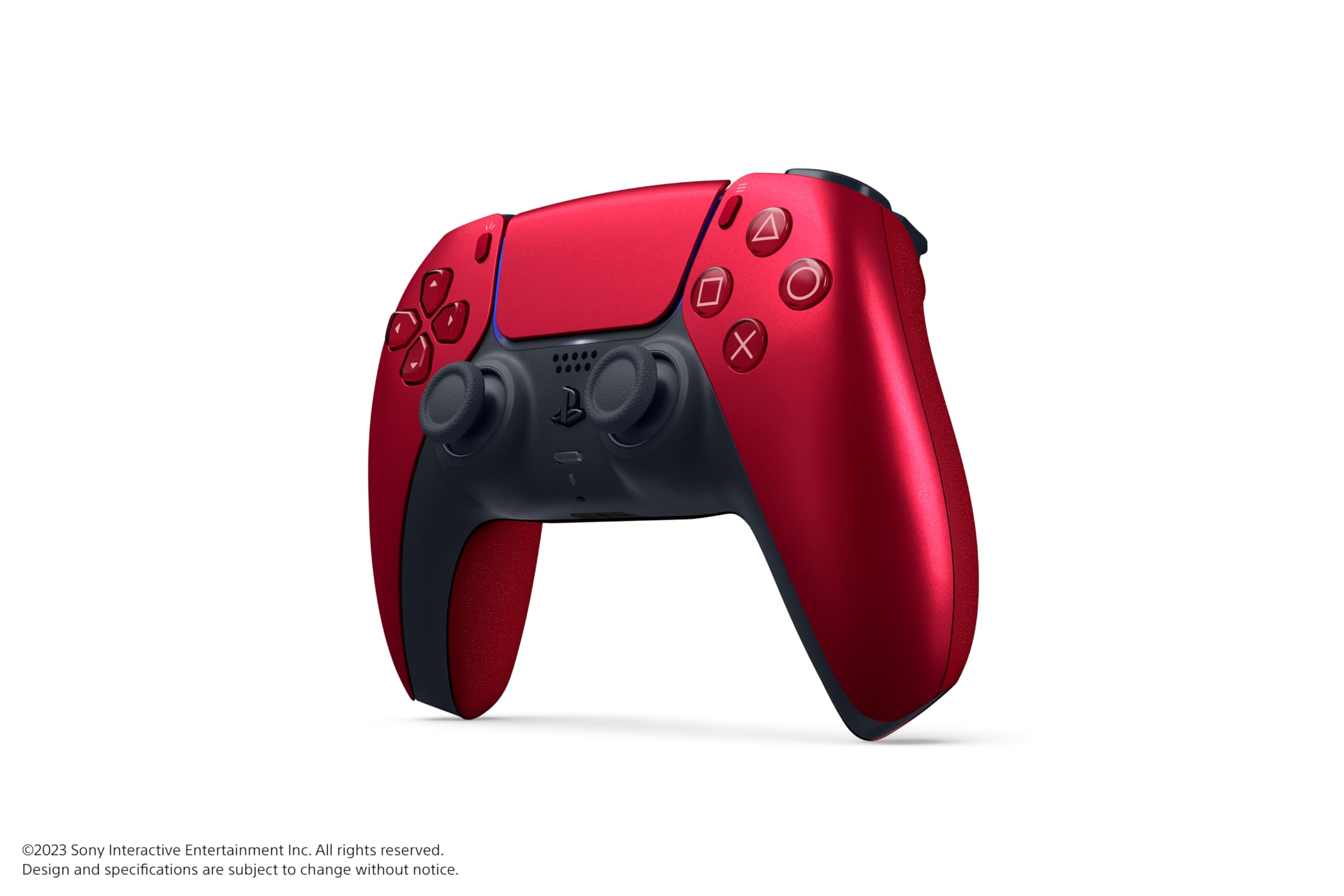 PlayStation DualSense Volcanic Red 2-tone design showcased for enhanced grip and aesthetics