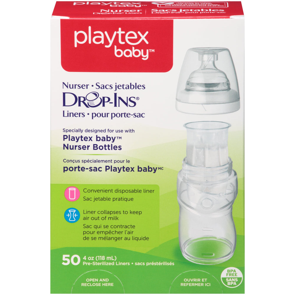 Playtex Baby Nurser Drop-Ins liner 4oz 50-count, pre-sterilized for quick, clean feeds.