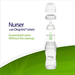 Playtex Baby Nurser bottle with liner shows gentle collapse while baby feeds.