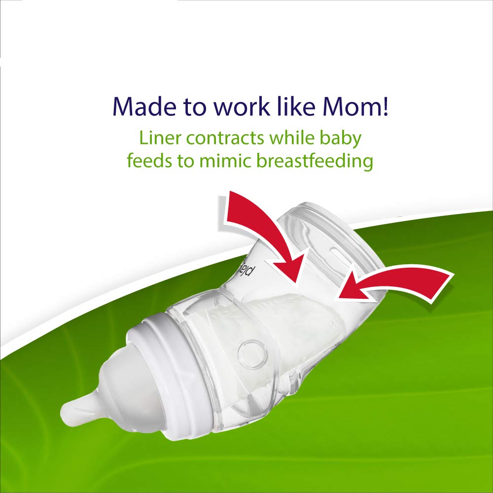 Playtex recyclable liners highlight eco-friendly disposal option after feeding.
