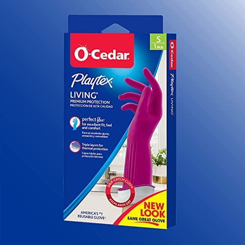 Playtex Living reusable rubber cleaning gloves, small size, 3 pairs, with textured grip for dishwashing